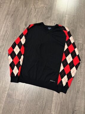 Vintage Burberry golf Men's Black merino wool Sweater